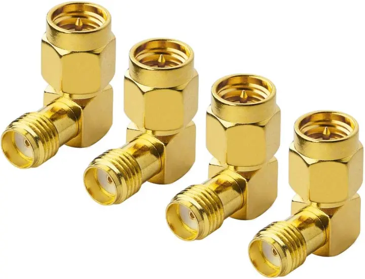 SMA 90° Right-Angle Male-to-Female Adapter — 4 Pack