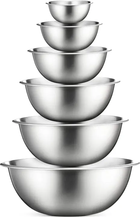 Stainless Steel Nesting Mixing Bowls — 6-Piece Set
