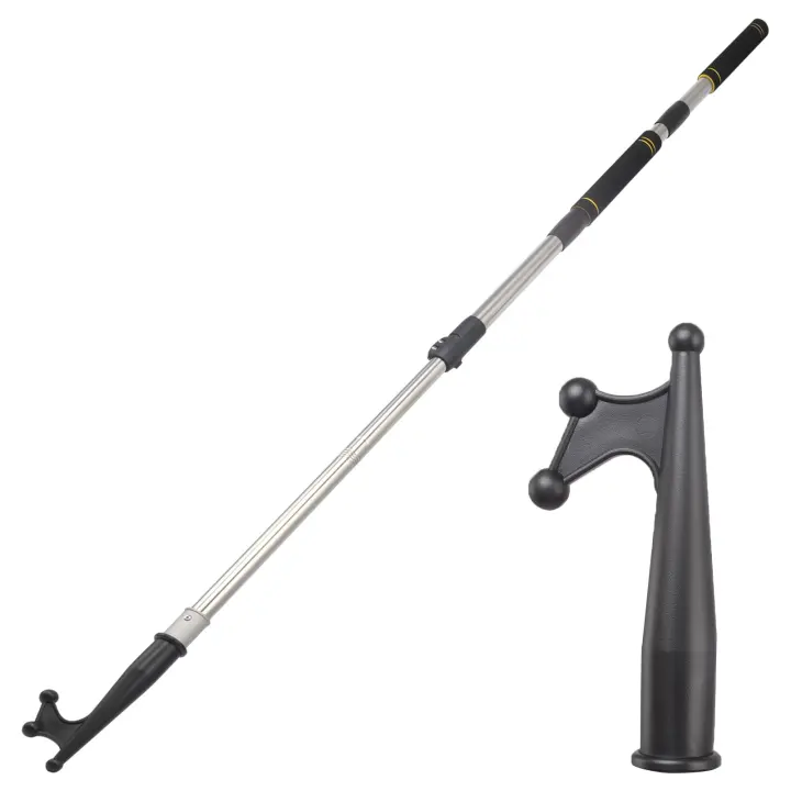 Telescoping Stainless Steel Boat Hook Pole for Docking — 2.46–12 ft