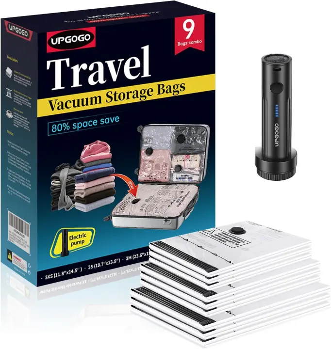 Travel Vacuum Bags with Rechargeable Electric Pump — Compression Set