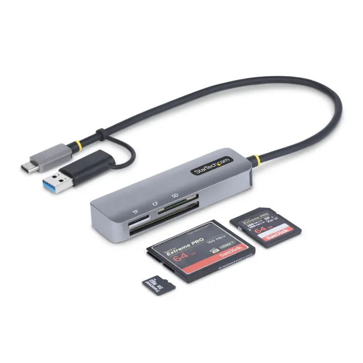 USB 3.0 SD / microSD / CompactFlash Card Reader with USB-C & USB-A