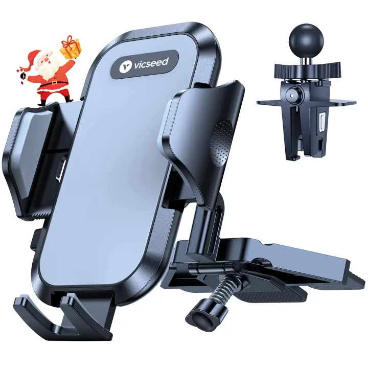 VICSEED Anti-Shake Car Phone Holder — CD Slot & Vent Mount