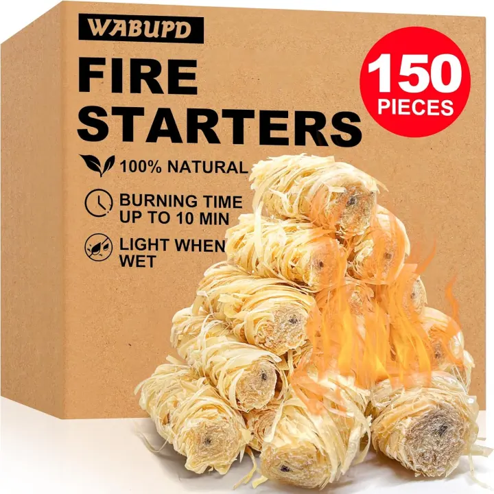 WABUPD Wood Fire Starters — 150 Compact Igniters for Camping & Home