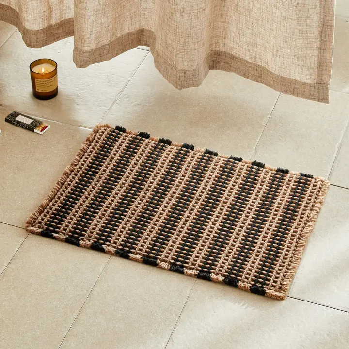Waffle Bath Mat 24x16 — Non-Slip, Quick-Dry Boho Bathroom Rug
