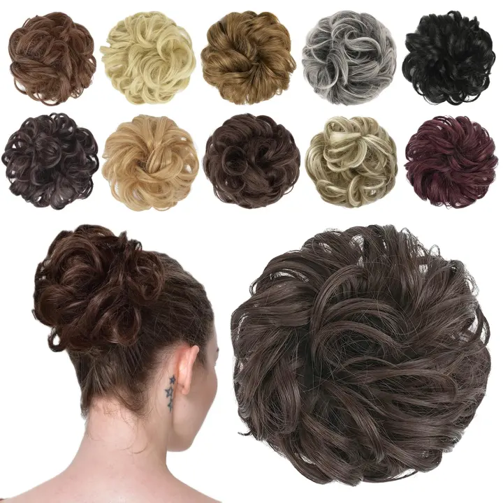 Wavy Messy Bun Hairpiece Scrunchie — Synthetic Chignon for Instant Volume