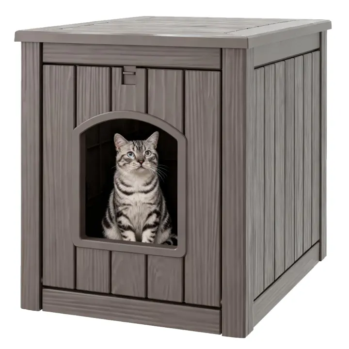 WTFGO Plastic Cat Litter Box Enclosure — Hidden Side Table House